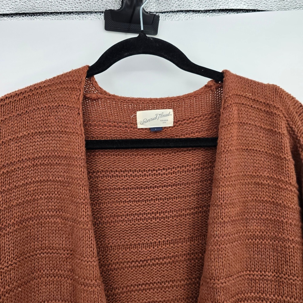 Universal Thread Womens Rust Brown Textured Ribbed Open Front Cardigan Large - Picture 3 of 6